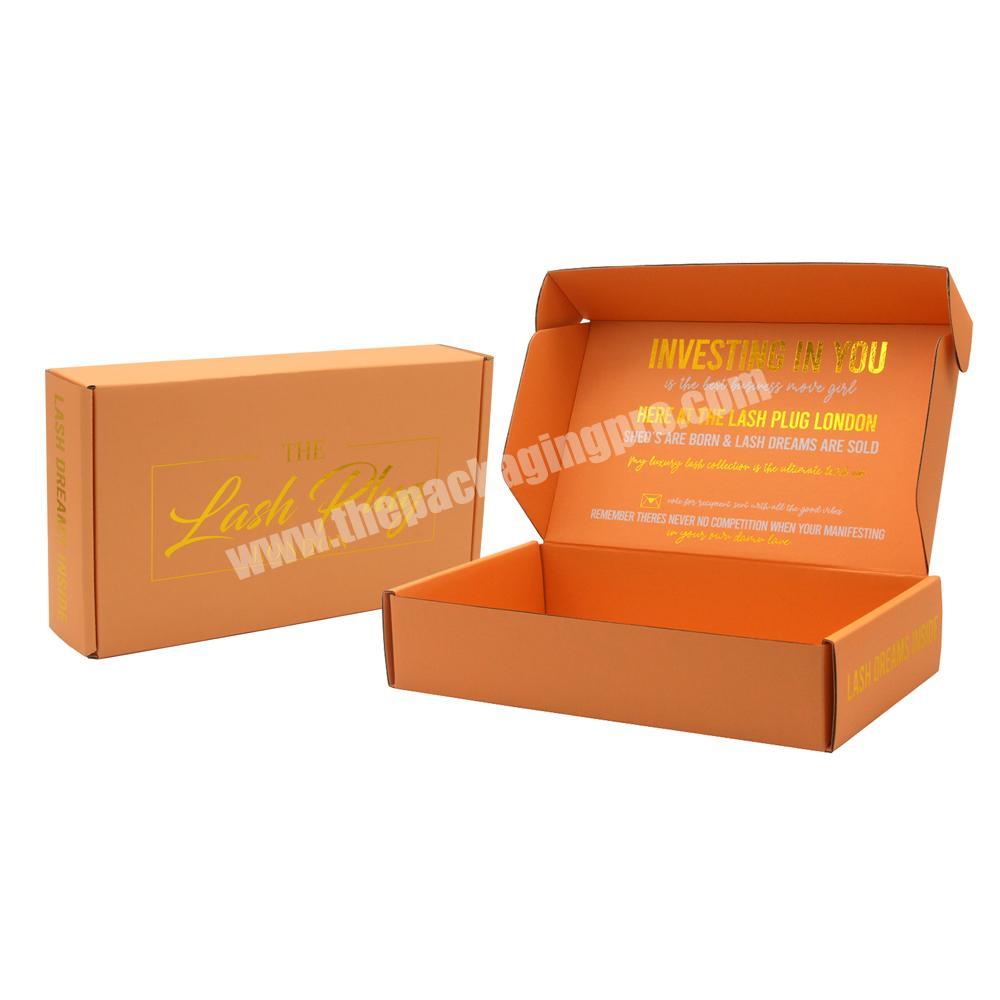 Custom Logo Orange Gold Foil Shipping Box Gold Foil Packaging Mailer Box