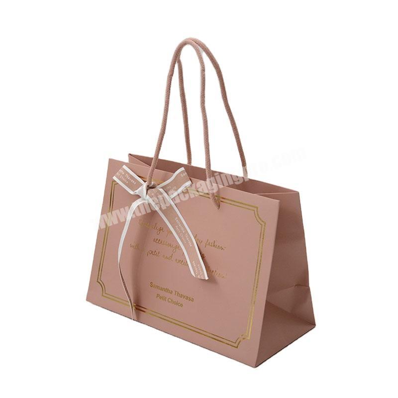 Custom Logo Pink Jewelry Packaging Small Paper Bags For Cosmetic Gifts