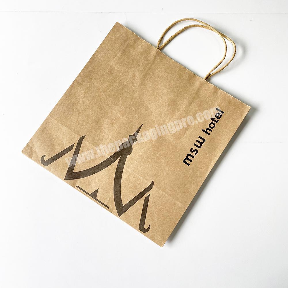 Custom Logo Print Wholesale  White Brown Kraft Paper Gift Bag with Handle Item Industrial Surface Packaging
