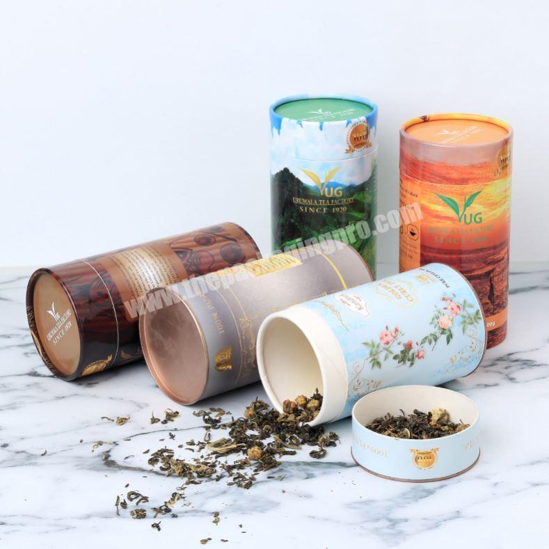 Custom Logo Recycled Tea Packaging With Transparent Cover Paper Tube