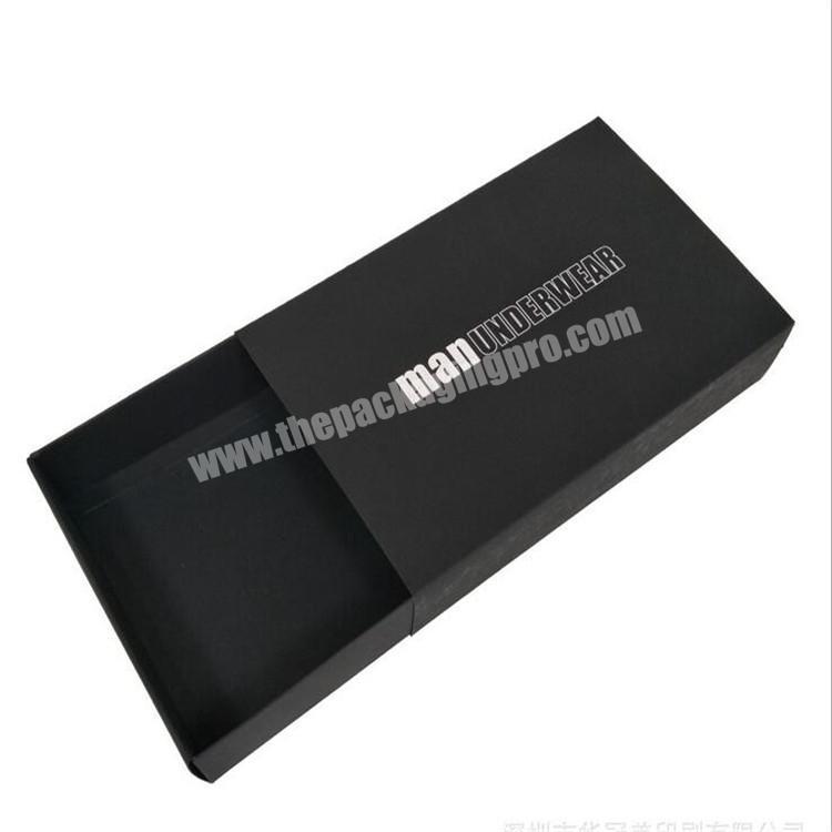 Custom Logo Socks And Underwear Black Brown Kraft Paper Drawer Slide Box With Sleeve