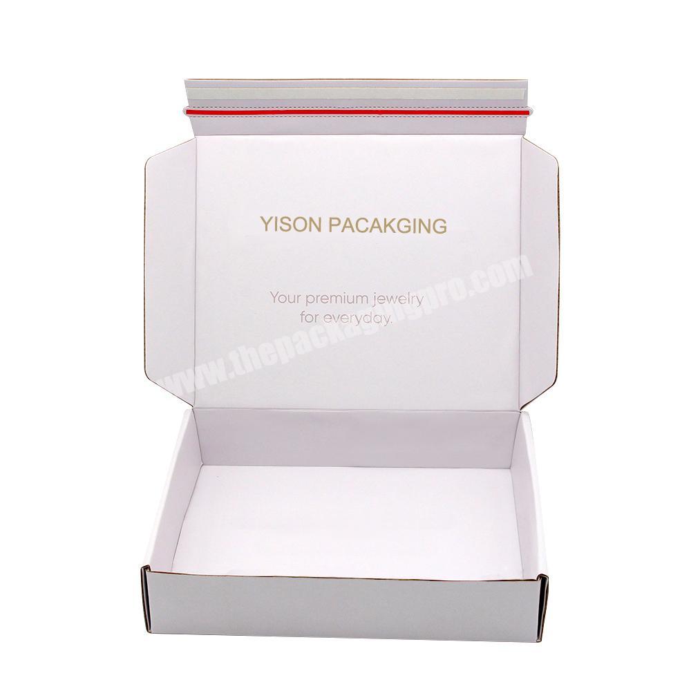 Custom Logo White Corrugated Self Adhesive Shipping Boxes With Adhesive Strip