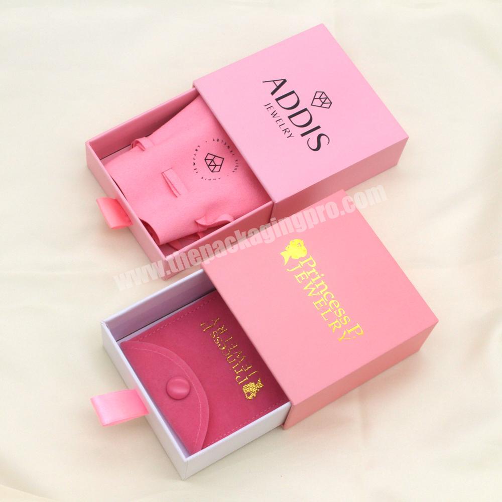 Custom Logo embalaje joyeria Pink Jewlery Box Cardboard Packaging Bijoux jewlry box packaging