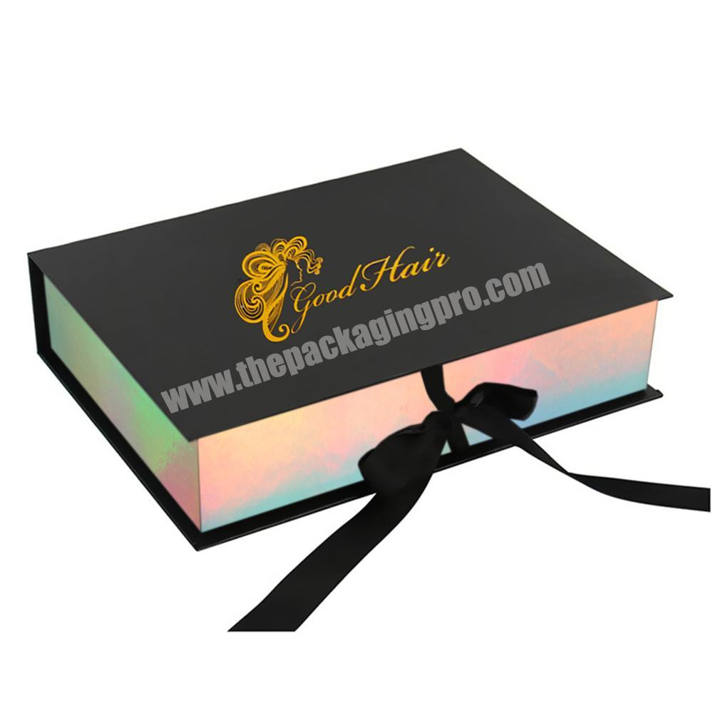Custom Luxury Black Satin Lined Hair Packaging Box With Satin Inside Insert