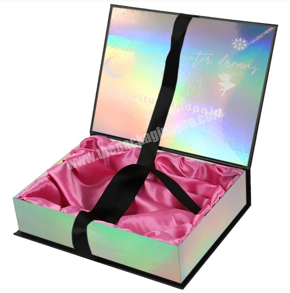 Custom Luxury Black Satin Lined Hair Packaging Box With Satin Inside Insert