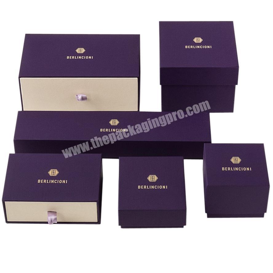 Custom Luxury Cardboard Paper schmuck verpackung Lilac Purple Necklace Gift Box Packaging Purple Jewelry Box