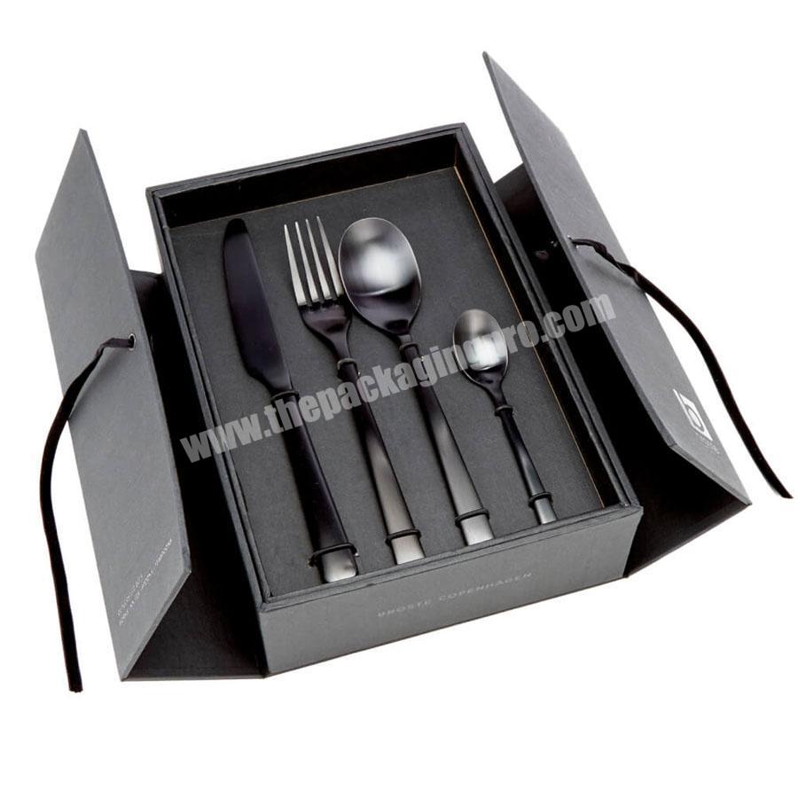 Custom Luxury Empty Cardboard Package Cutlery Set Spoon Packaging Box  Cutlery Box Packaging