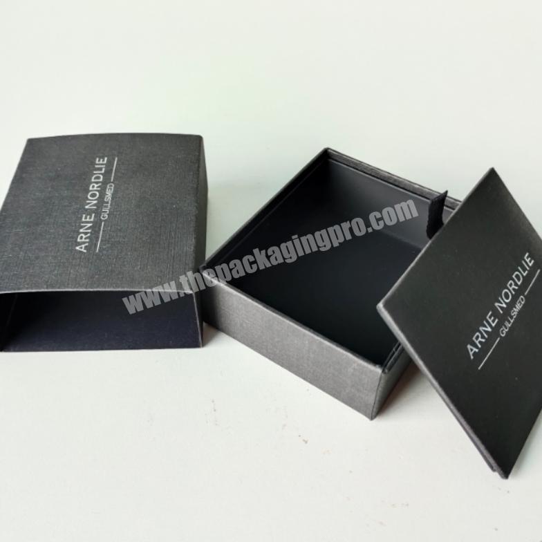 Custom Luxury Paper Cardboard Black Velvet Jewelry Box Necklace Ring Earring Packaging Box With Logo