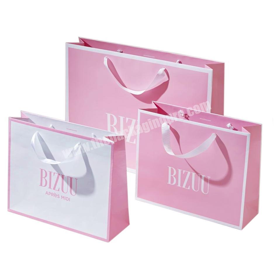 Custom Luxury Pink Shopping Bags Gift Paper Pink Bag For Packaging