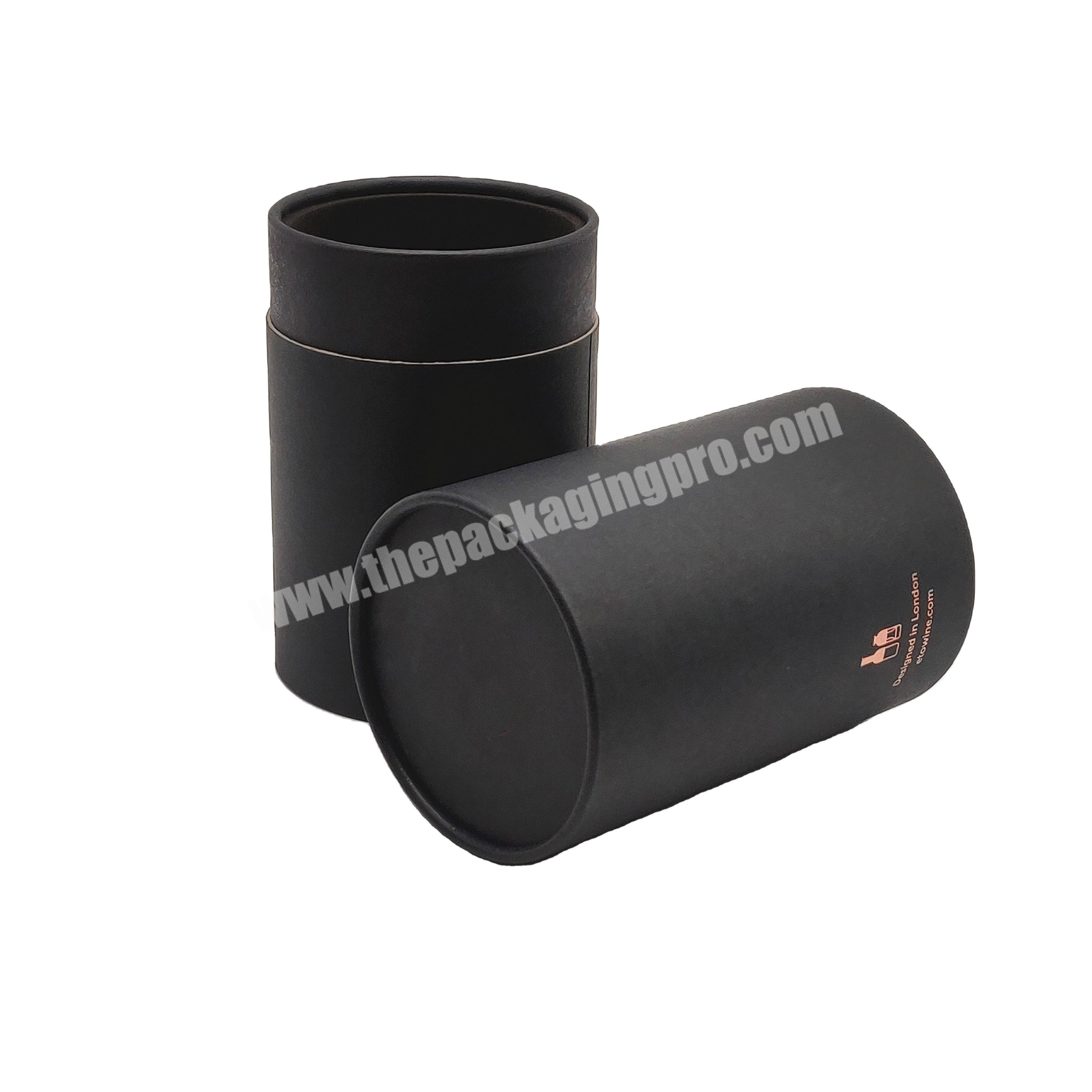 Luxury Black Paper Tube Packaging Biodegradable Round Box Cardboard for Gifts Perfume Wine with Custom Printing