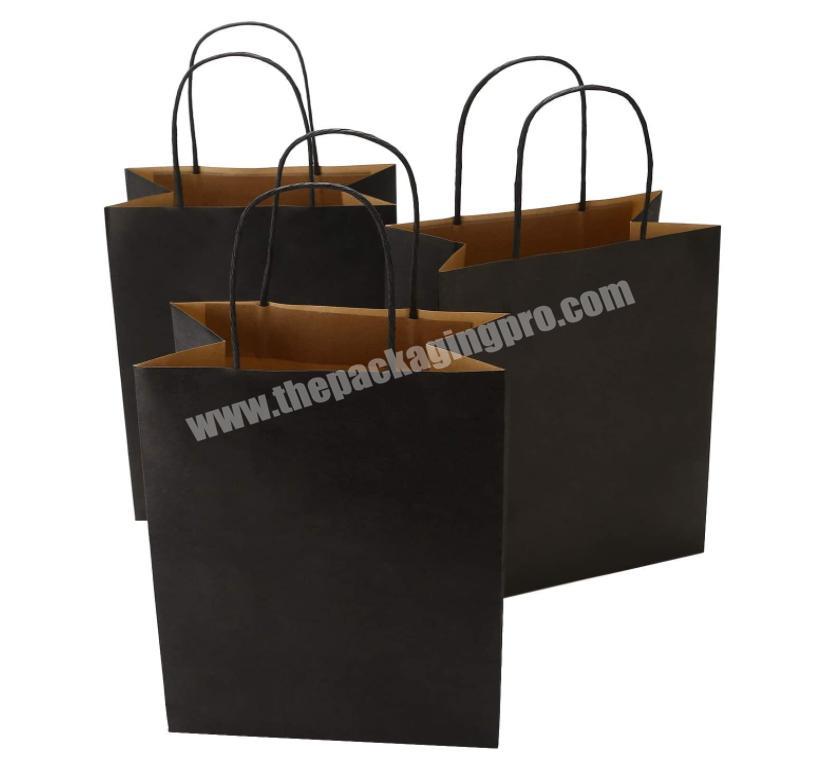 Custom Personalized Logo Printed Black Kraft Paper Bags with Handle