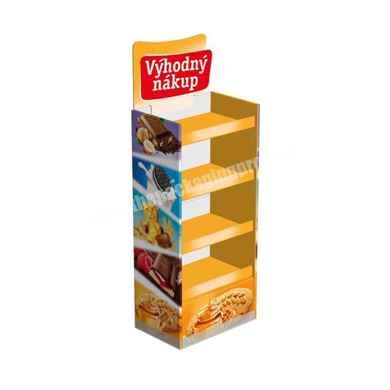 Custom Print Advertising Floor Stand Cardboard Display Racks for Biscuits