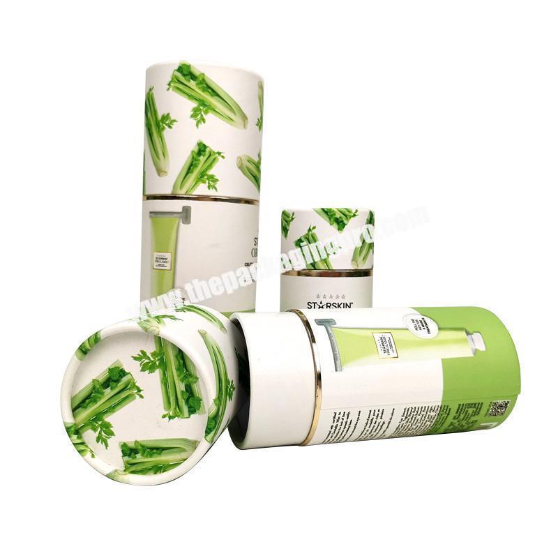 Custom Printed Cardboard Cosmetic Container Round Essential Oil Paper Cylinder Box Deodorant Tube Biodegradable