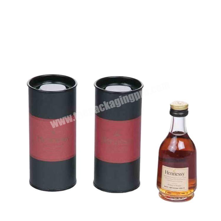 Custom Printed Cardboard Packaging for Whisky Wine Bottle Packaging Paper Cylinder Tube Box paper tube with metal lid