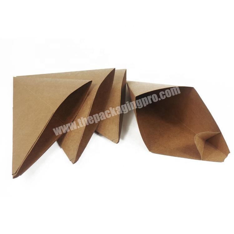 Kraft Paper Box Fries Box Cone Shape Bag Disposable Box Creative