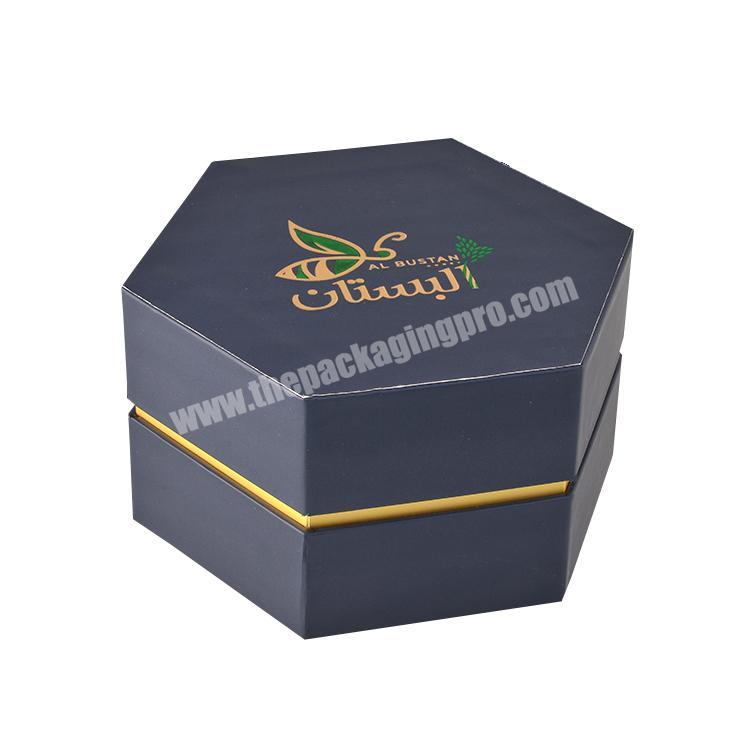 Custom Printed Luxury Paper Cardboard hot stamping EVA insert hexagon gift boxes for honey jar