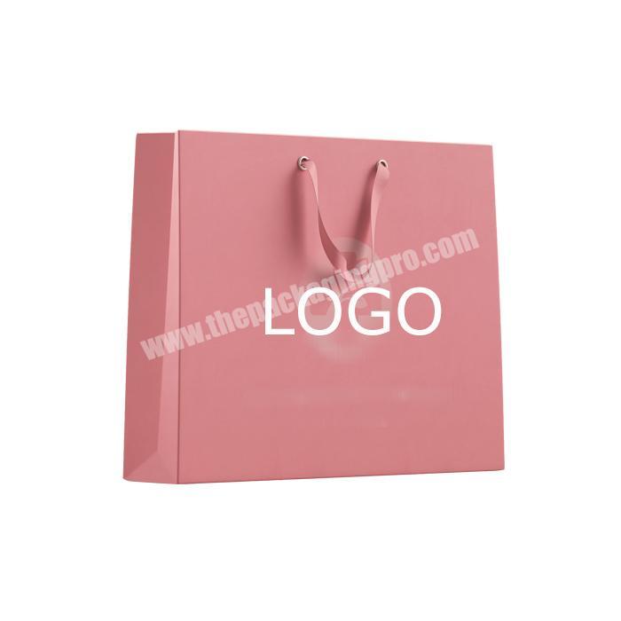 Custom Printed Personalized Pink Matte Laminated Retail Shopping Tote Paper Bag With Logo