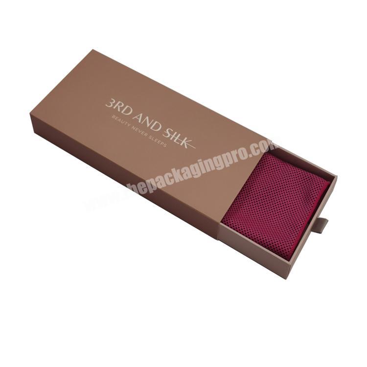 Custom Printed Rigid Cardboard Luxury Sliding Box Gift Sleeve Drawer Boxes With Ribbon For Silk Packaging