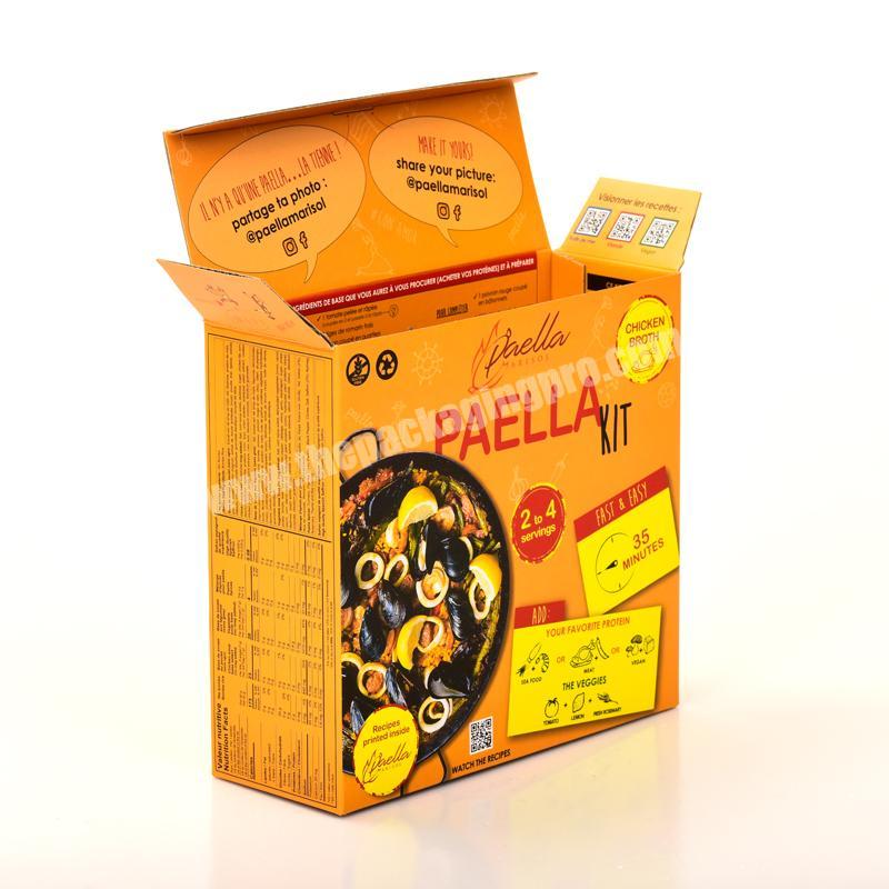 Custom Printing Corrugated Pre-packaged Food Outside Boxes Seafood Paella Packaging Box