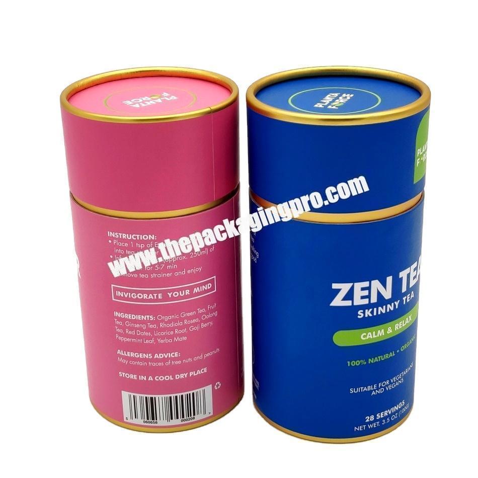 Custom manufactured food grade paper tube with tea paper tube packaging for paper tube tea box paper tube coffee