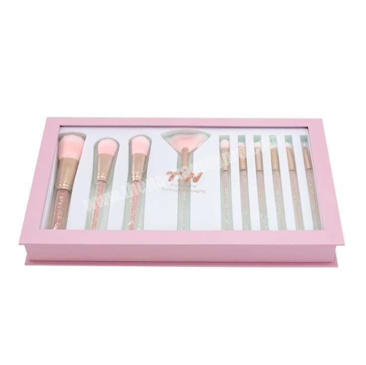 Custom Private Label Pink Big Luxury Lady Makeup Brushes Packaging Set Paper Boxes makeup brushes private label custom packaging
