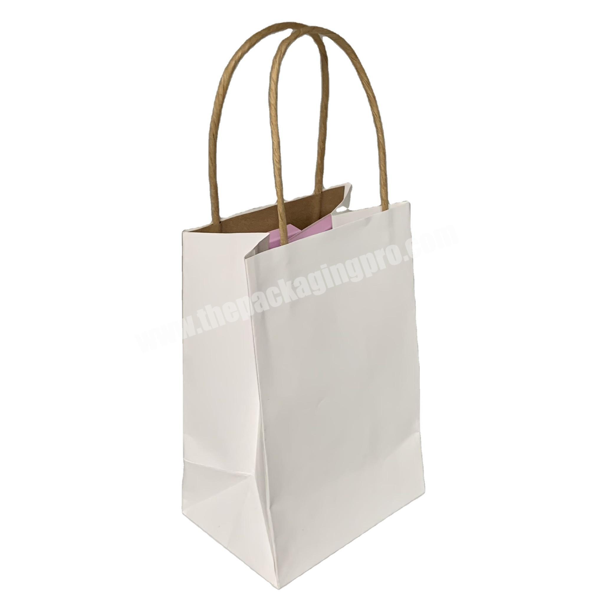 Custom Recycled White Kraft Paper Jewelry Cosmetic Gift Shopping Paper Bag