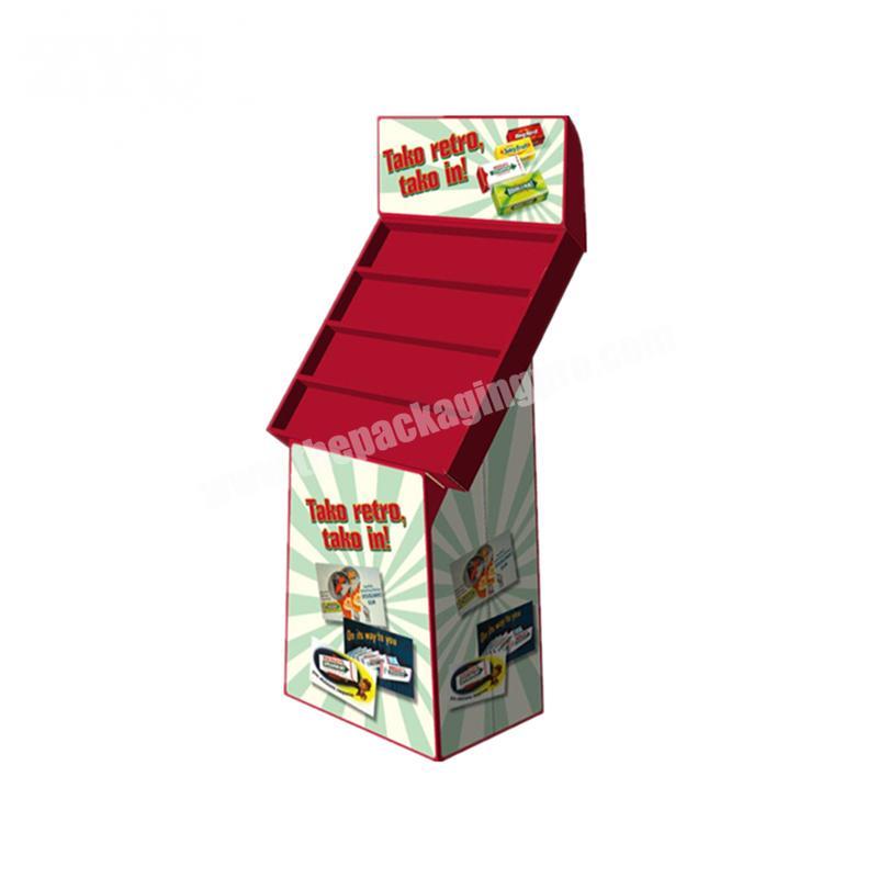 Custom Retail Store Paper Display Racks POS Floor Corrugated Cardboard Display Stand for Snacks