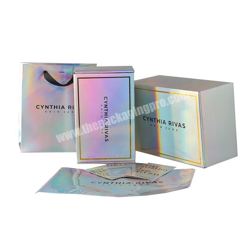 Cosmetics makeup holographic single layer flute mailer corrugated package carton paper shipping box for perfume