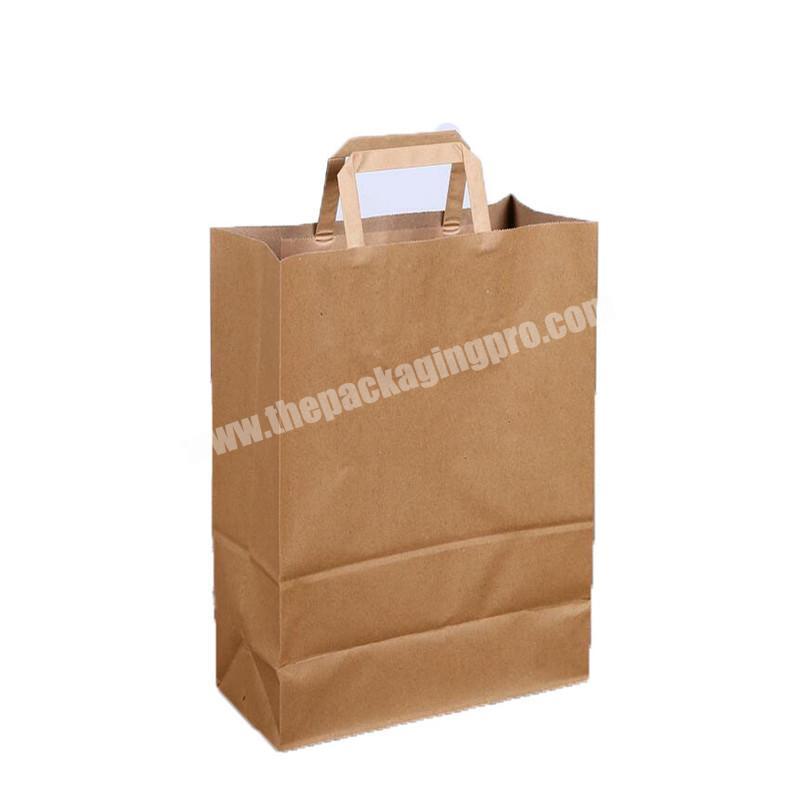 Custom Shopping Paper Bag  Recycle Kraft Paper Bag With Your Own Logo For Food With Flat Handle