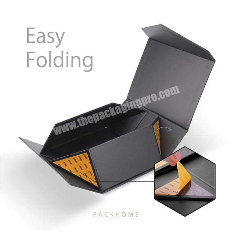 Custom Square Collapsible Rigid Black Cardboard Flat Folding Paper Gift Big Clear Boxes For Gift Pack