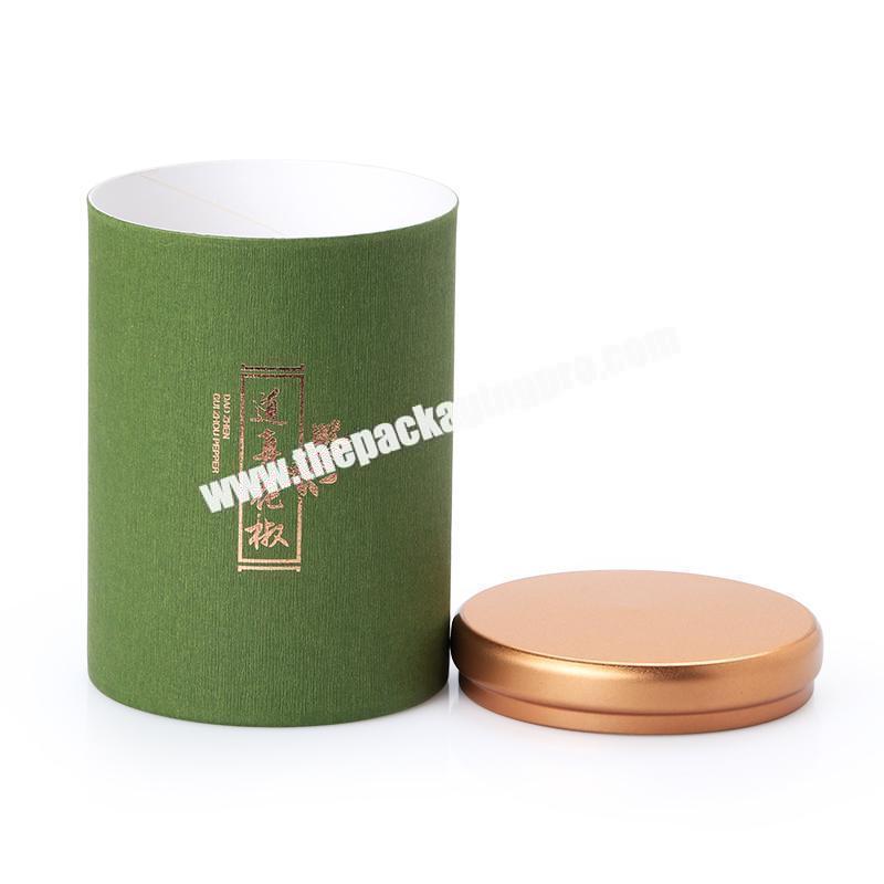 Custom logo cardboard black Gold Foil gift packing box for tea biodegradable long cylinder packaging for tea