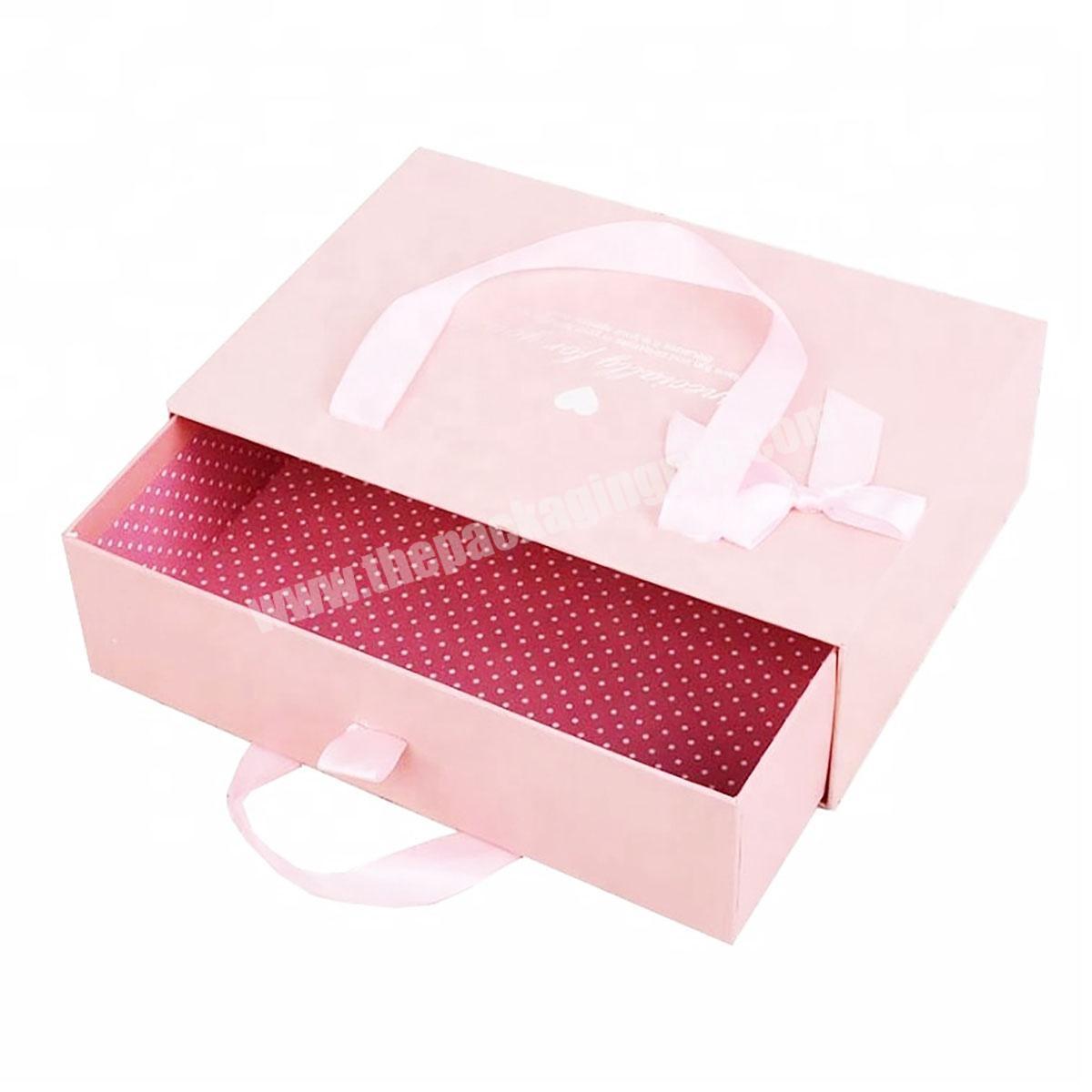 Custom accept pink printing dress packaging bags wedding gift packing box gift boxes hair bundle package