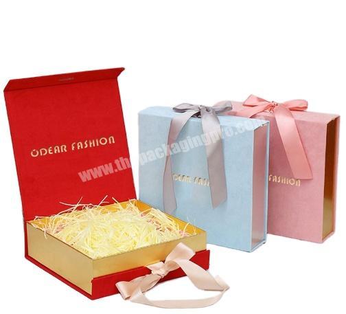 Custom big magnet festival wholesale luxury folding carton packing paper magnetic box with a ribbon