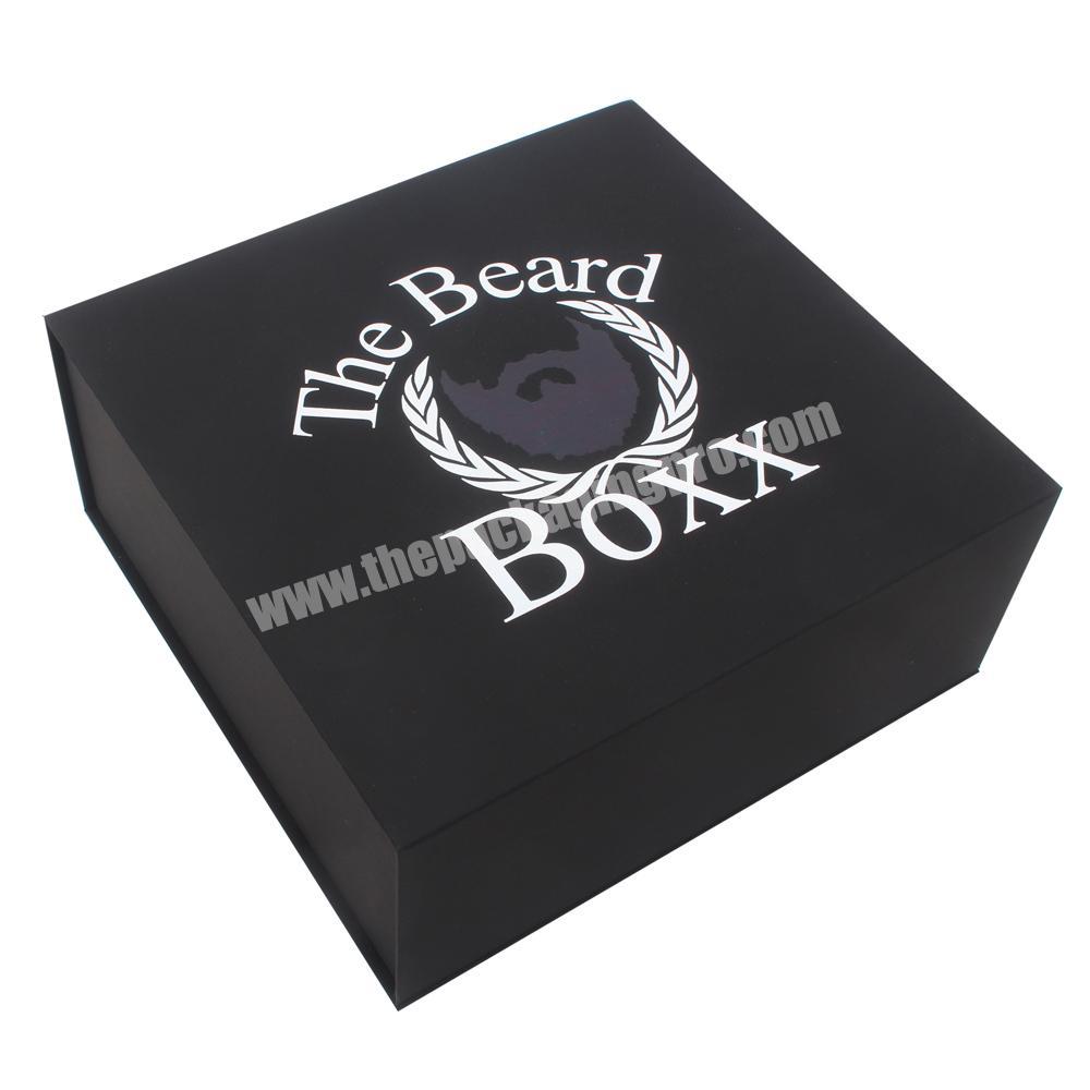 Custom black gift set book shape magnetic boxes beard oil packaging box