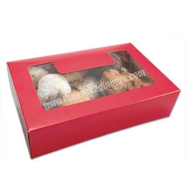 Custom color printed bakery packaging cookies paper macarons box with window
