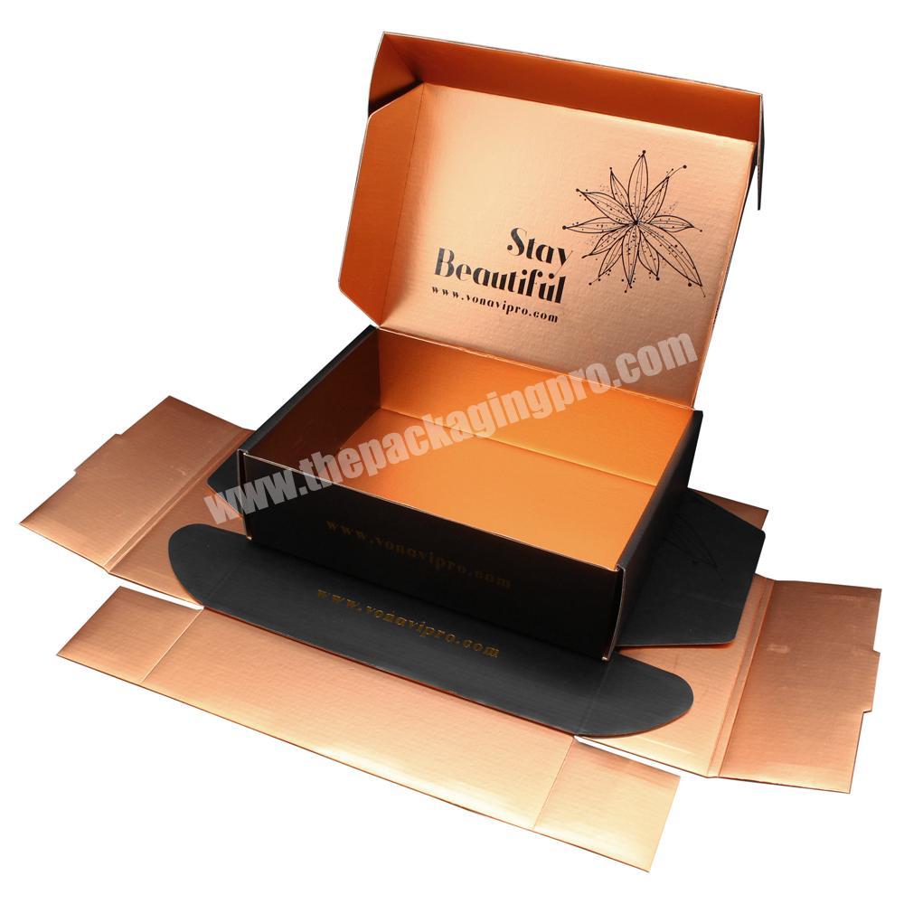 Custom corrugated Rose Gold And Black Gift Shipping Mailer Box