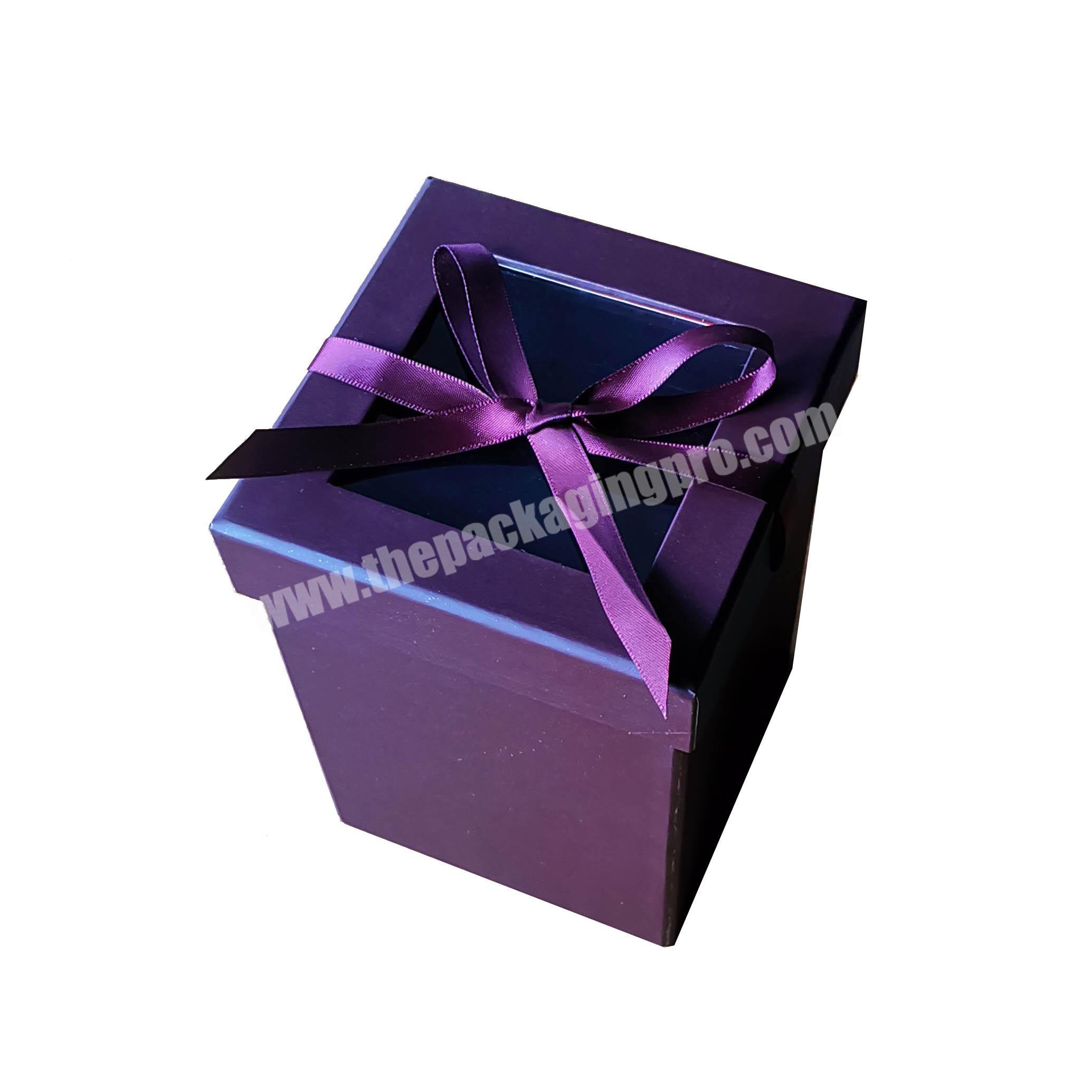 Custom design chocolate confectionery packaging cake tier violet printed boxes with window