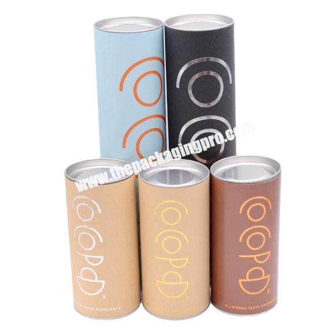 Customized massage oil paper tube with metal lid cardboard round tube packaging for CBD oil bottle custom round paper box