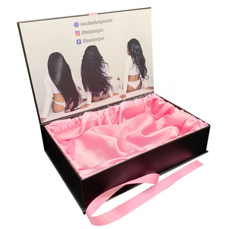 Custom  hot sale box for  hair extensions and satin silk insert packaging gift box