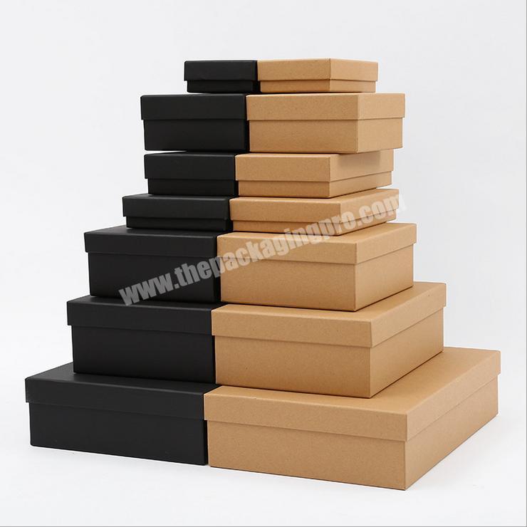 Custom kraft black paper 2mm thickness cardboard 2piece gift rigid set up box with separate lid logo jewelry necklace packaging