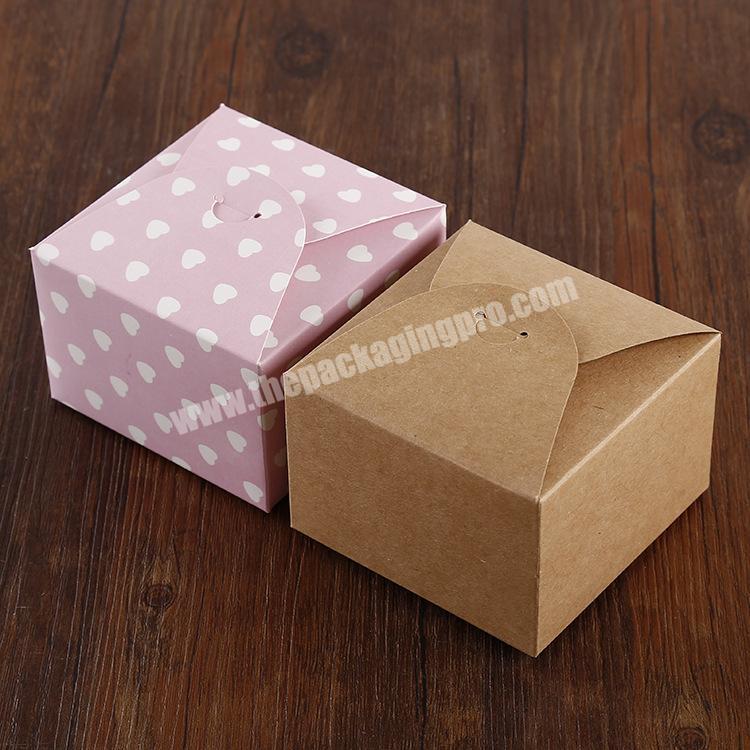Custom kraft brown paper square candy gift packaging box self close