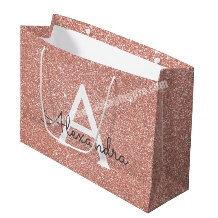 Custom logo Printed Wholesale Retail mini small girl holographic glitter gift packaging bag glitter paper bag with logo