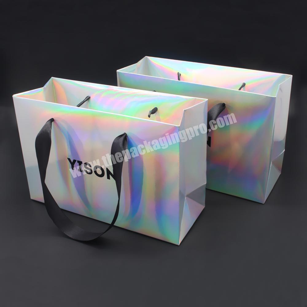 Custom logo Printed Wholesale Retail rainbow iridescent fancy