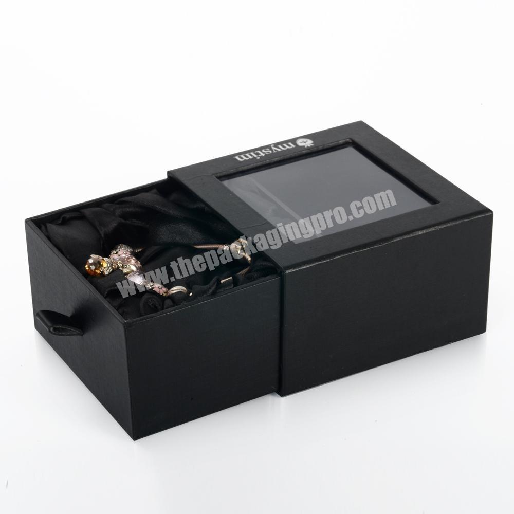 Custom logo cardboard drawer gift box with satin inside