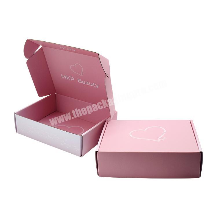 Custom logo corrugated cardboard paper mail box pink shipping box