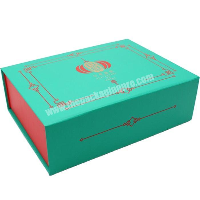 Custom logo large green magnetic flap folding packaging gift box