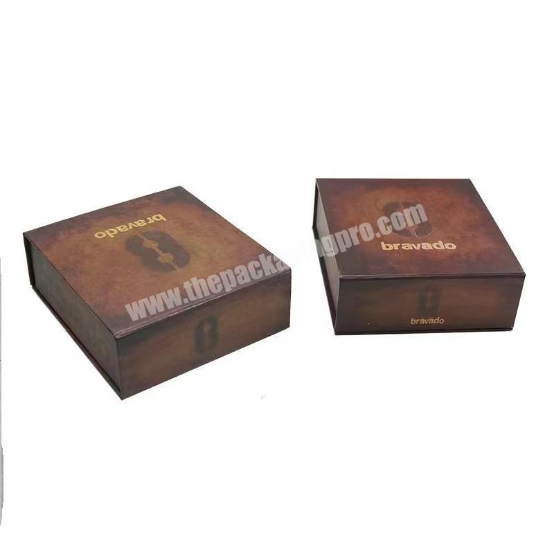 Custom logo luxury jewelry packaging box with velvet insert paper box hard cover brown gift box