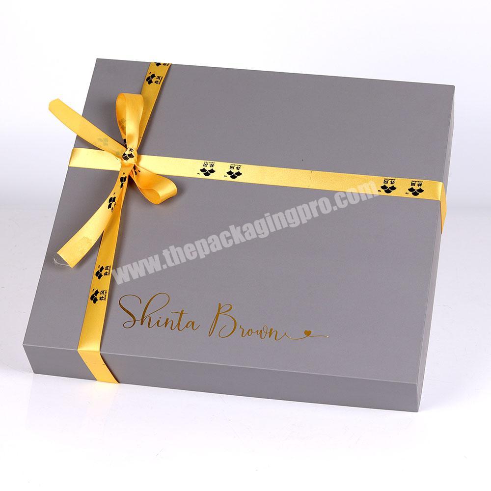 Custom logo plain grey cardboard gift packaging boxes with lids