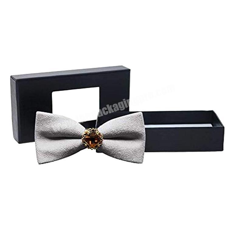 Custom logo printed paper bow tie packaging box men bow tie gift boxes with clear window