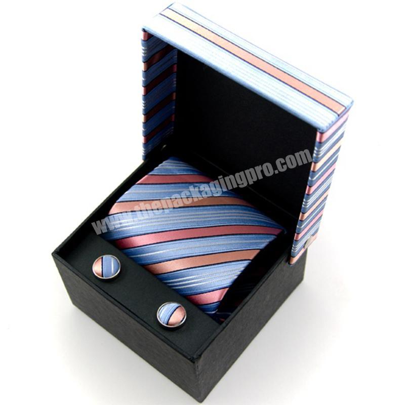 Custom logo printed paper wholesale square tie cufflink set box packaging